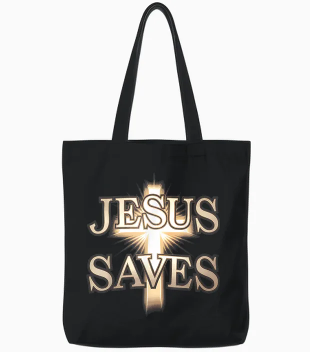 Jesus Religion God Faith Lord Bible Verses Christian Tote Bags in Black
