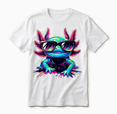 Cooles Axolotl Mit Sonnenbrille Buntes Motiv Axolotl Unisex T-Shirt - White