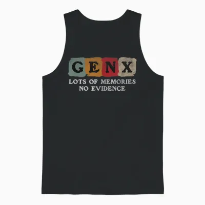 Vintage Generation X - Gen X Lots of Memories No Evidence Unisex Tank Top - Black