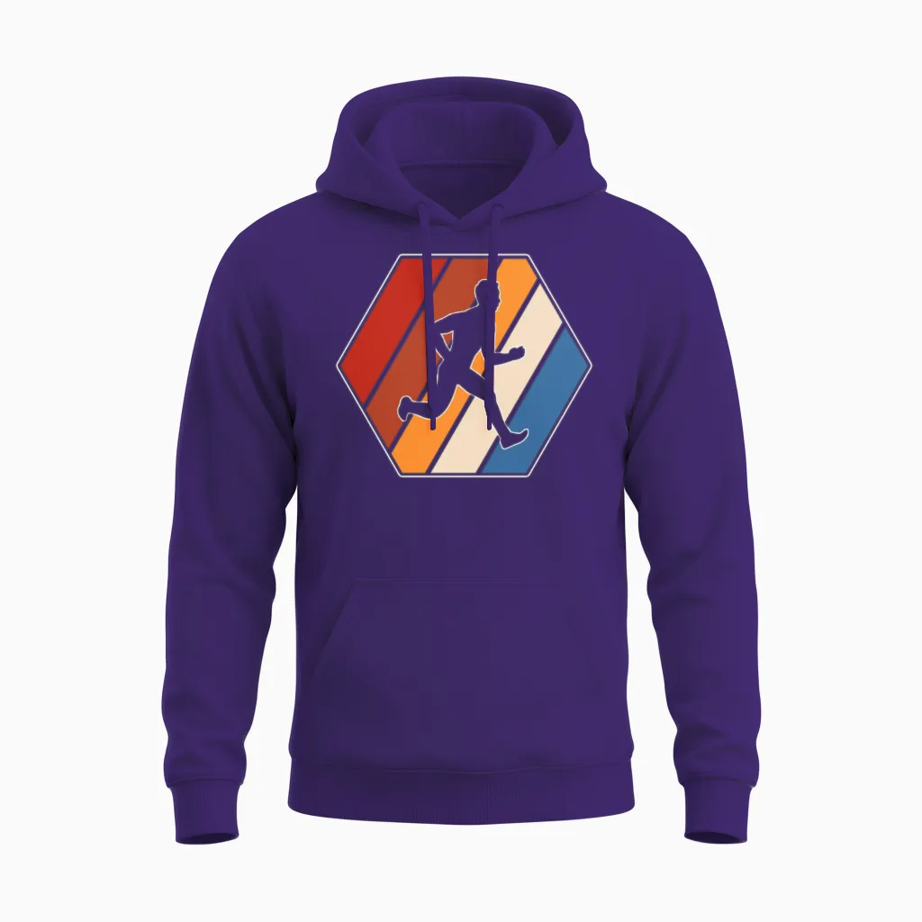 Jogging Retro Running Gift Unisex Hoodie in Purple