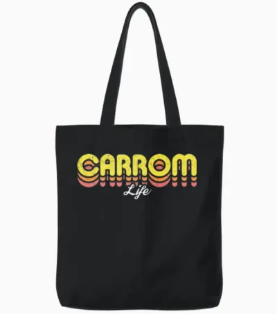 Retro Carrom Life Tote Bags - Black