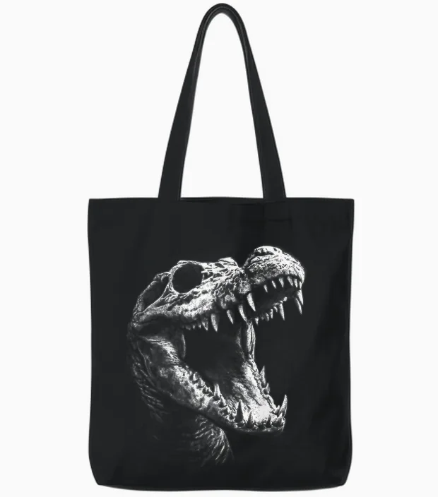 Crâne Gothique Crocodile Animal Alternatif Grunge Esthétique Tote Bags in Black