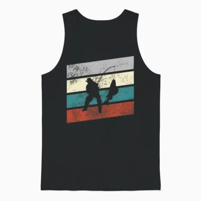 Fishing Retro Unisex Tank Top - Black