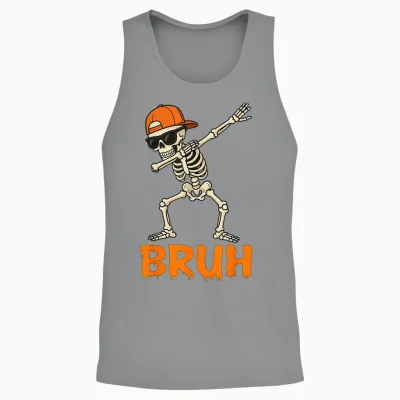 Bruh Dabbing Skeleton Funny Mens Kids Boys Halloween Unisex Tank Top - Sport Grey