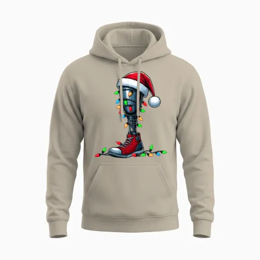 Leg Prosthetics Amputee Amputation Christmas Unisex Hoodie in Sand