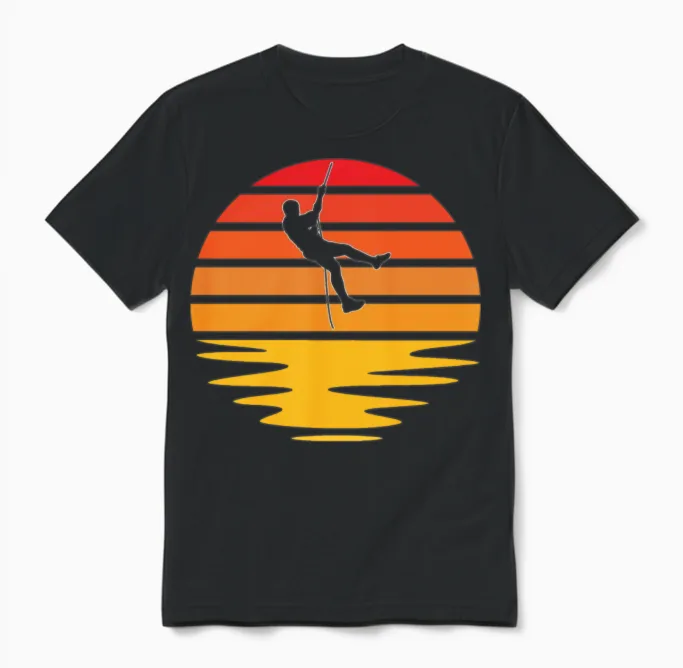 Climbing Retro Unisex T-Shirt in Black