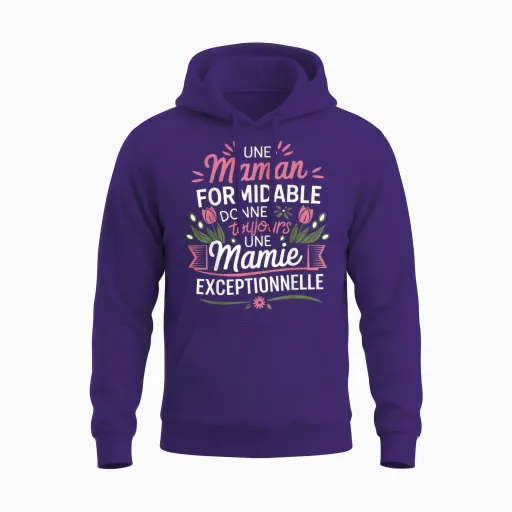 Grandmother's Day Great Mom Outstanding Granny T-Shirt, Black, Female X-Small Unisex Hoodie - Purple