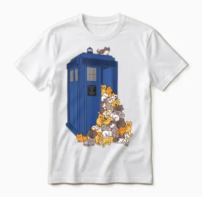 Tardis Funny Cats Vintage Retro Kitten Box Unisex T-Shirt - White