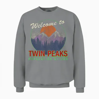 Twin Peaks Illustrated Welcome to Twin Peaks Pop. 51,200 Tv T-Shirt, Black, S Unisex Sweatshirt - Sport Grey