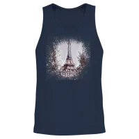 Paris Unisex Tank Top - Navy – 2