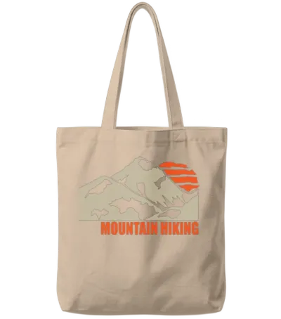 Vintage Mountain Hiking Graphic Illustration With Tote Bags - Natural