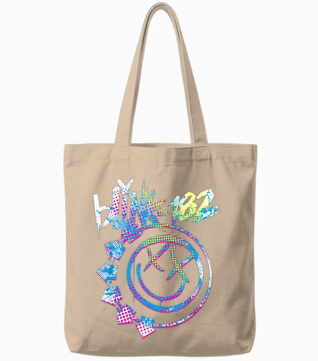 Blink 182 Colourful Inset Rock Music by Rock Off Tote Bags in Natural