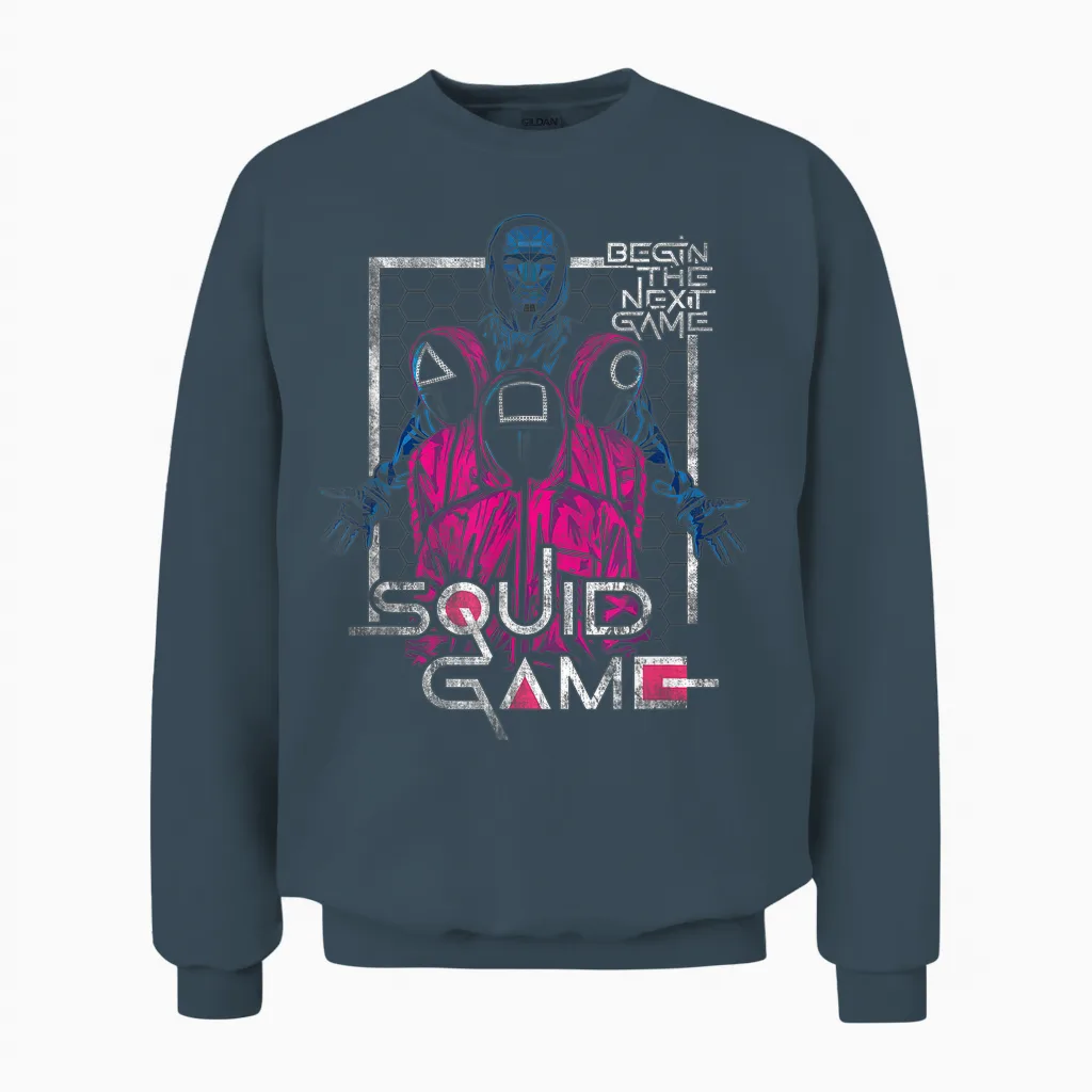 Squid Game Front Man and Guards T-Shirt, Black, S Unisex Sweatshirt in Dark Heather