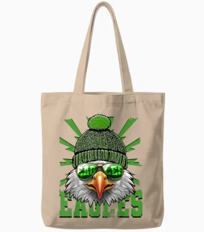 Vintage Cool Face Eagles with Sunglasses Women Men Tees Tote Bags - Natural