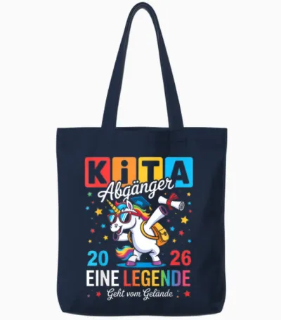 Kita Abgänger 2026 Einhorn Kindergarten Abschied Abschluss Tote Bags - Navy