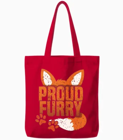 Proud Furry Tail Ear Furry Person Fox Cosplay Tote Bags - Red