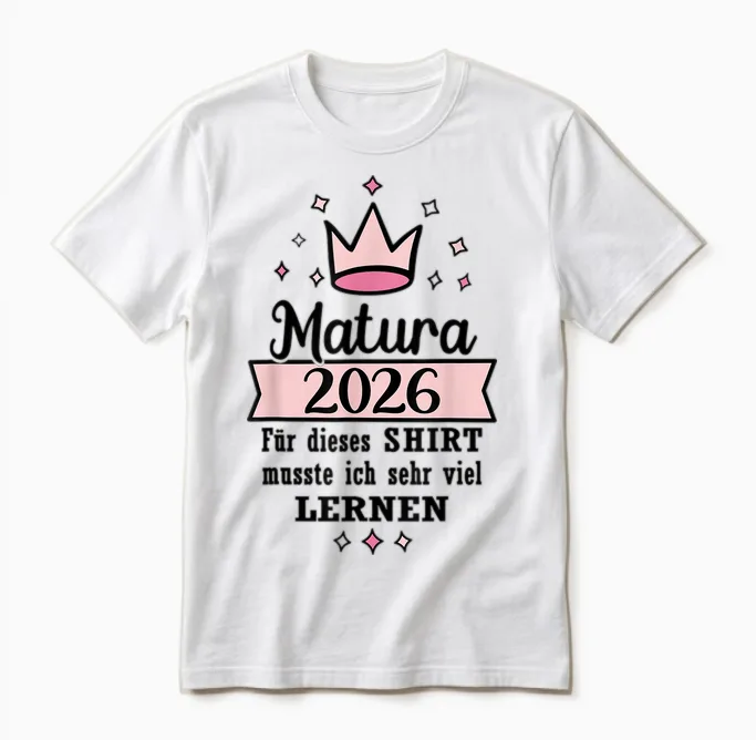 Matura Geschafft 2026 Krone Maturaabschluss Unisex T-Shirt in White