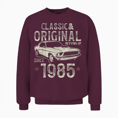 40th Birthday 1985 Classic Car Unisex Sweatshirt - Maroon