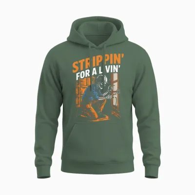 Trippin' for a Livin' Funny Skeleton Electrician Lover Unisex Hoodie - Military Green