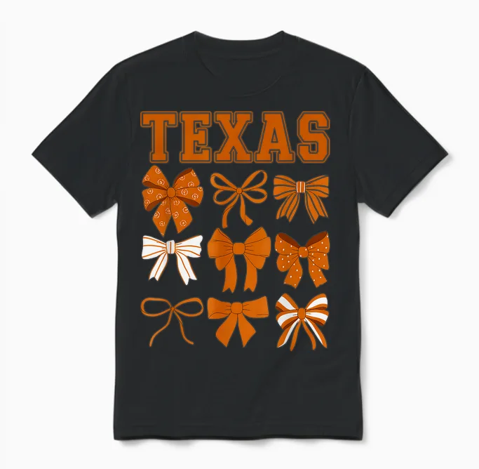Texas Tx Women Toddler Girls Coquette Bow Y2k State Pride Unisex T-Shirt in Black