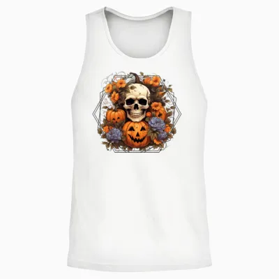 Indie Skull Design Halloween Gift Unisex Tank Top - White