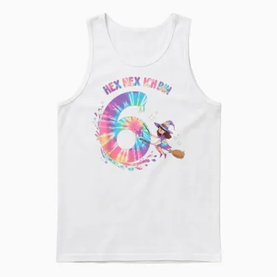 Hex I Am 6 Witches Birthday Gifts for Girls T-Shirt, Black Unisex Tank Top - White