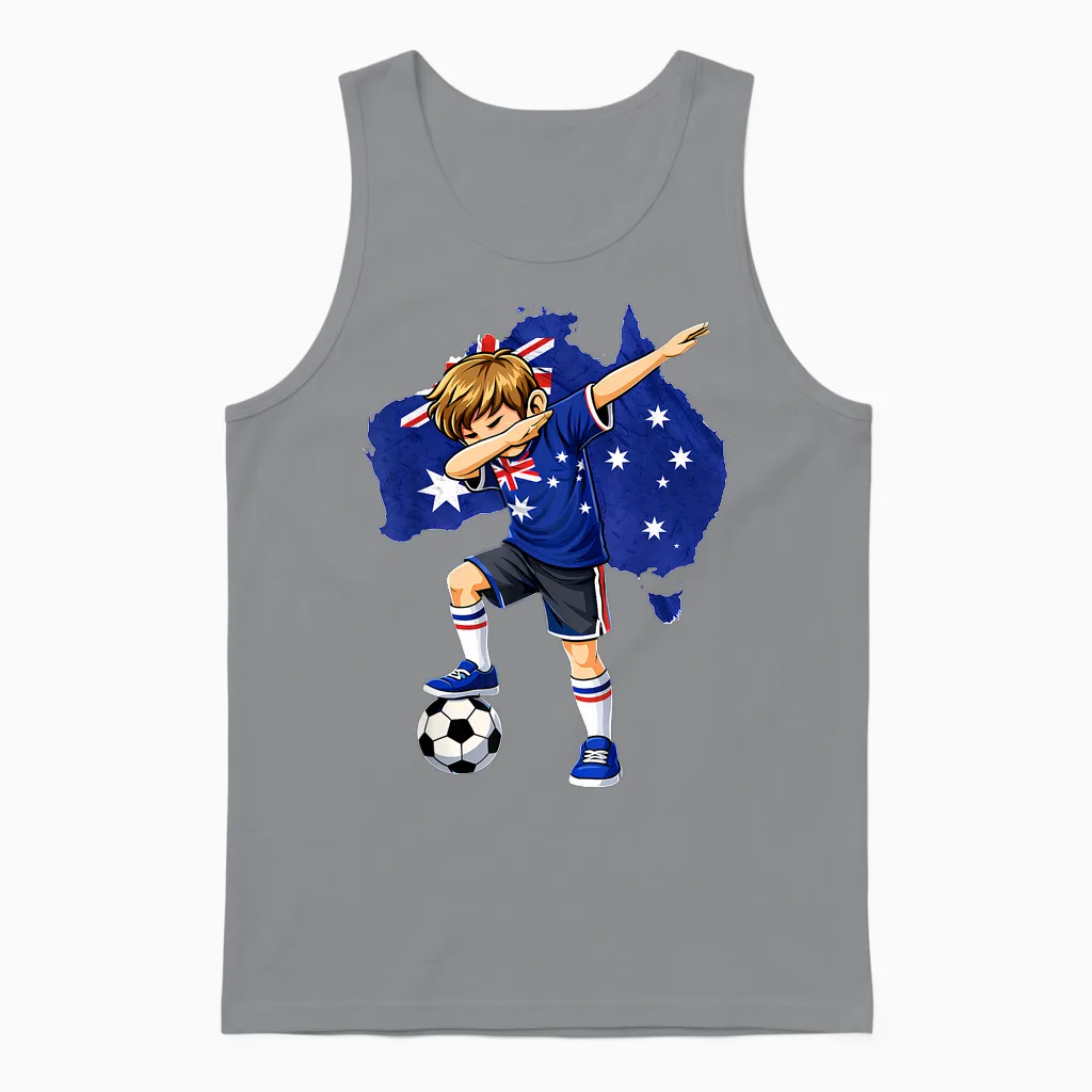 Dabbing Soccer Australia Jersey Garçon Australiens Garçons Unisex Tank Top in Sport Grey