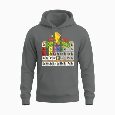 Power Rangers Vintage Colour Periodic Table Unisex Hoodie - Graphite Heather