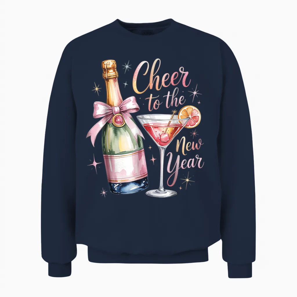 Cheers to the New Year 2026 Champagne New Years Eve Party Unisex Sweatshirt in Navy