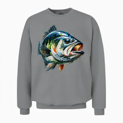 Polygon Art Perche Poisson Pêche Pêcheur Pêcheur Unisex Sweatshirt - Sport Grey