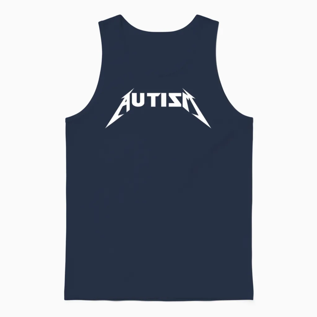 Autismus Rock Inspirierter Meme Metal Rock Für Autistische Männer Frauen Unisex Tank Top in Navy