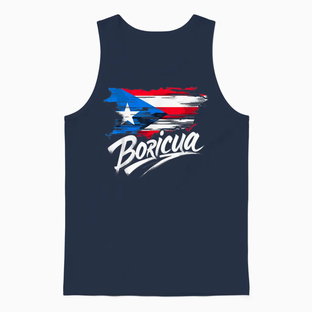 Puerto Rico Flag Boricua Unisex Tank Top in Navy