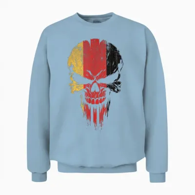 German Flag Skull Unisex Sweatshirt - Light Blue