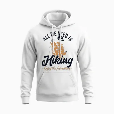 Hiking Enjoy the Adventure Backpacking Outdoor Unisex Hoodie - White