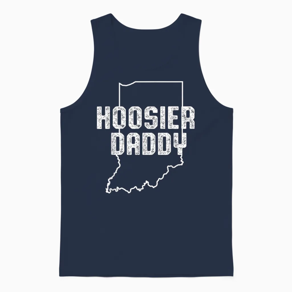 Indiana Hoosier Dad Unisex Tank Top in Navy