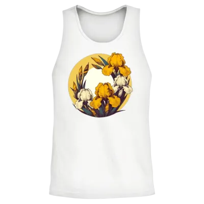 Retro Yellow Irises Unisex Tank Top - White