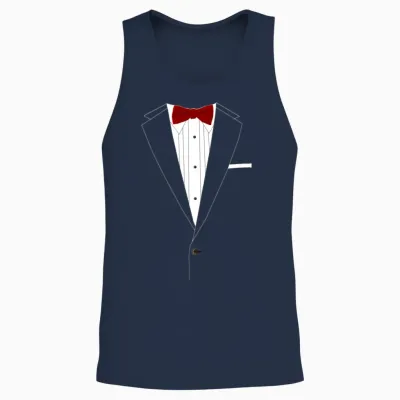 Tuxedo Red Bowtie Unisex Tank Top - Navy