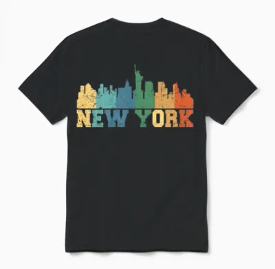 New York Skyline Retro Unisex T-Shirt - Black