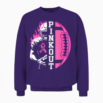 Football Pink Out Team Breast Cancer Unisex Sweatshirt - Purple