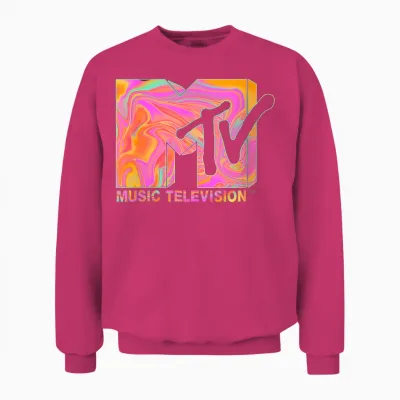 Mademark X Mtv - Womens the Official Mtv Logo in 70s and 80s Party Hippie Style Unisex Sweatshirt - Heliconia