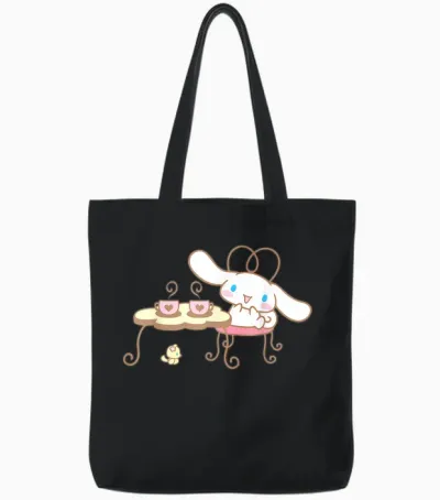 Cinnamoroll Cafe Tote Bags - Black
