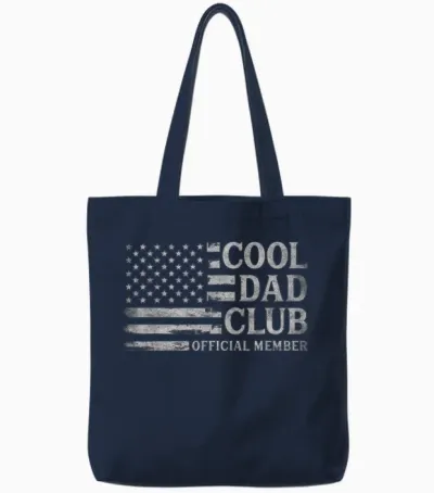 Cool Dad Club Grey Usa Flag Father's Day Vintage Papa Tote Bags - Navy
