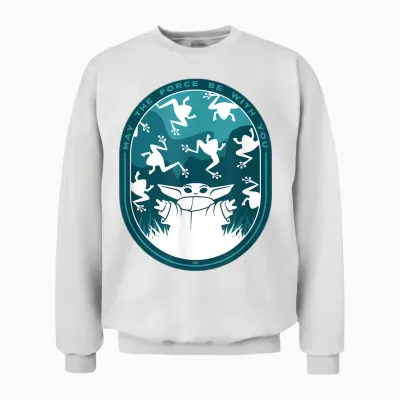 Star Wars the Mandalorian Grogu & Frogs May the Force Unisex Sweatshirt - White