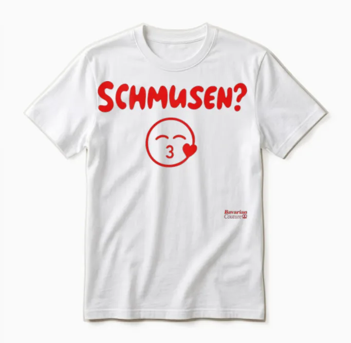 Schmusen? Kussi Kiss X Bayern Wiesn Costume Oktoberfest Back Unisex T-Shirt in White