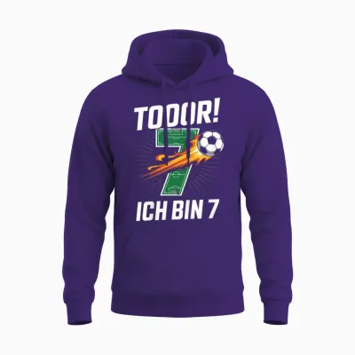 Children's Toor Ich Bin 7 7th Birthday Football Boy Cool Unisex Hoodie - Purple