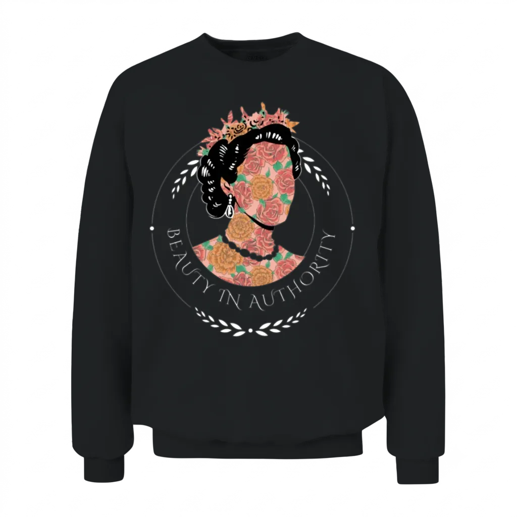 Beauty in Authority Retro Queen Royalty Designs Unisex Sweatshirt - Black