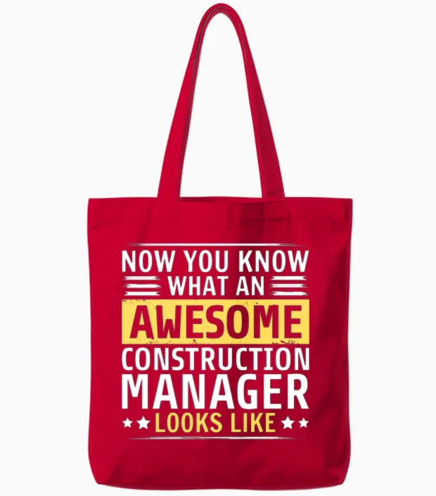 Funny Construction Manager Tote Bags in Red