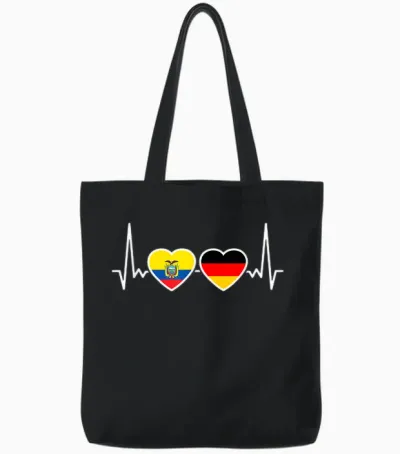 Ecuador Deutschland Herzschlag Flagge Ecuadorianer Tote Bags - Black