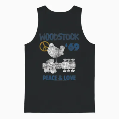 Woodstock Peace and Love Unisex Tank Top - Black