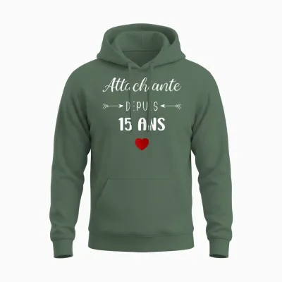 Attachiante 15 Years Birthday 15 Years Girl Funny Teen T-Shirt, Black Unisex Hoodie - Military Green